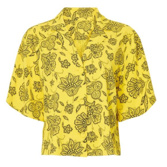EUC Saunders Floral Yellow Shirt - Picture 1 of 9
